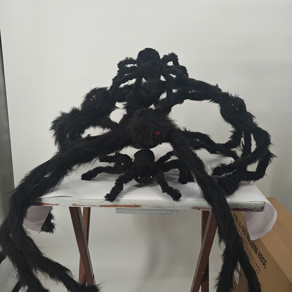 Large bpack fuzzy tarantula Spider prop scary Halloween spider 48" Bundle 5pc B4